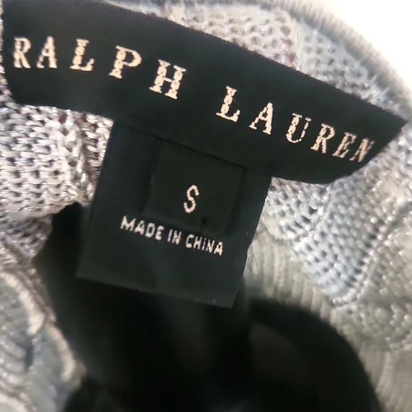 RALPH LAUREN Metallic silver cable Knit Zip-Up Sweater - Picture 8 of 9